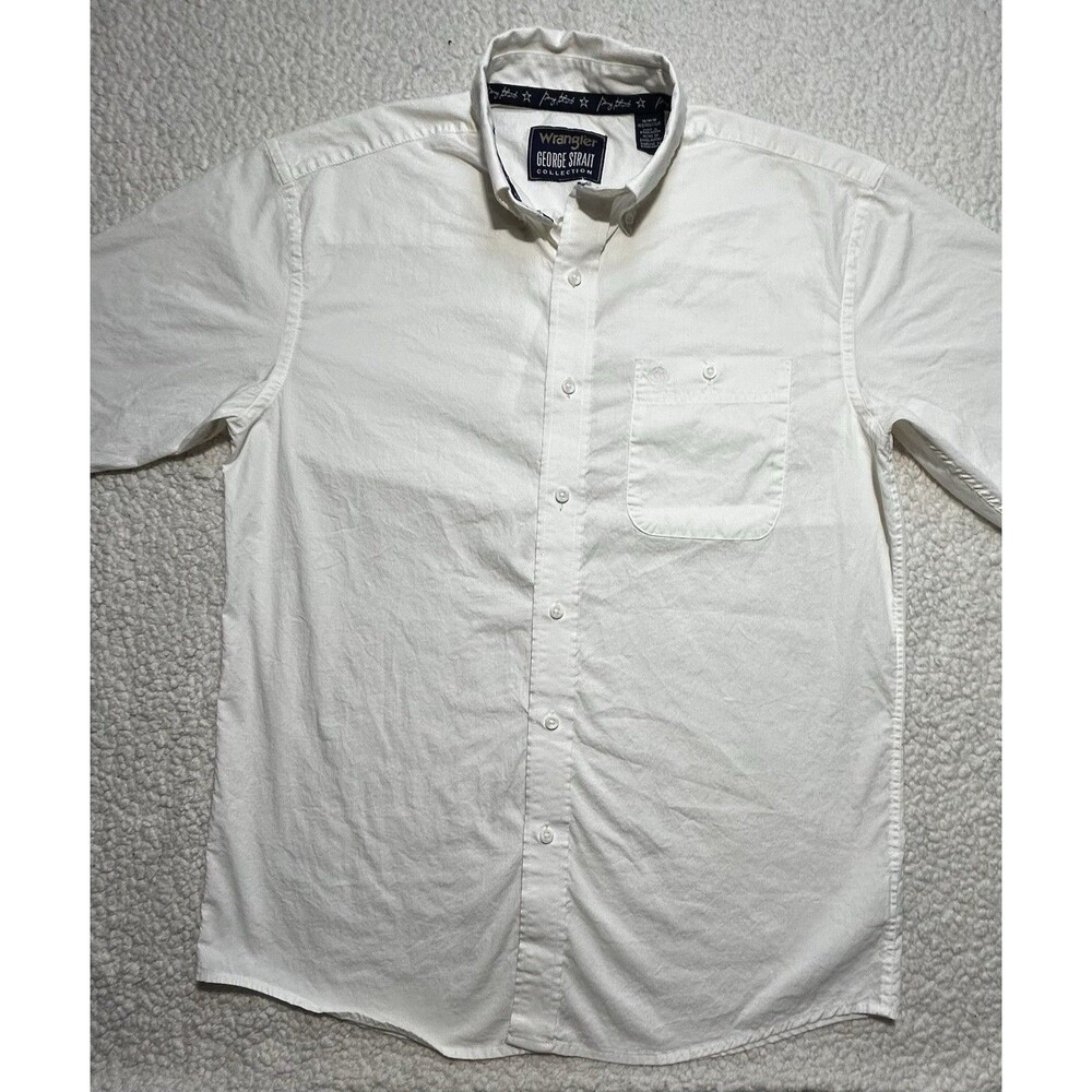 As-Is Wrangler George Strait Mens M White Long Sleeve Button Down Western Shirt